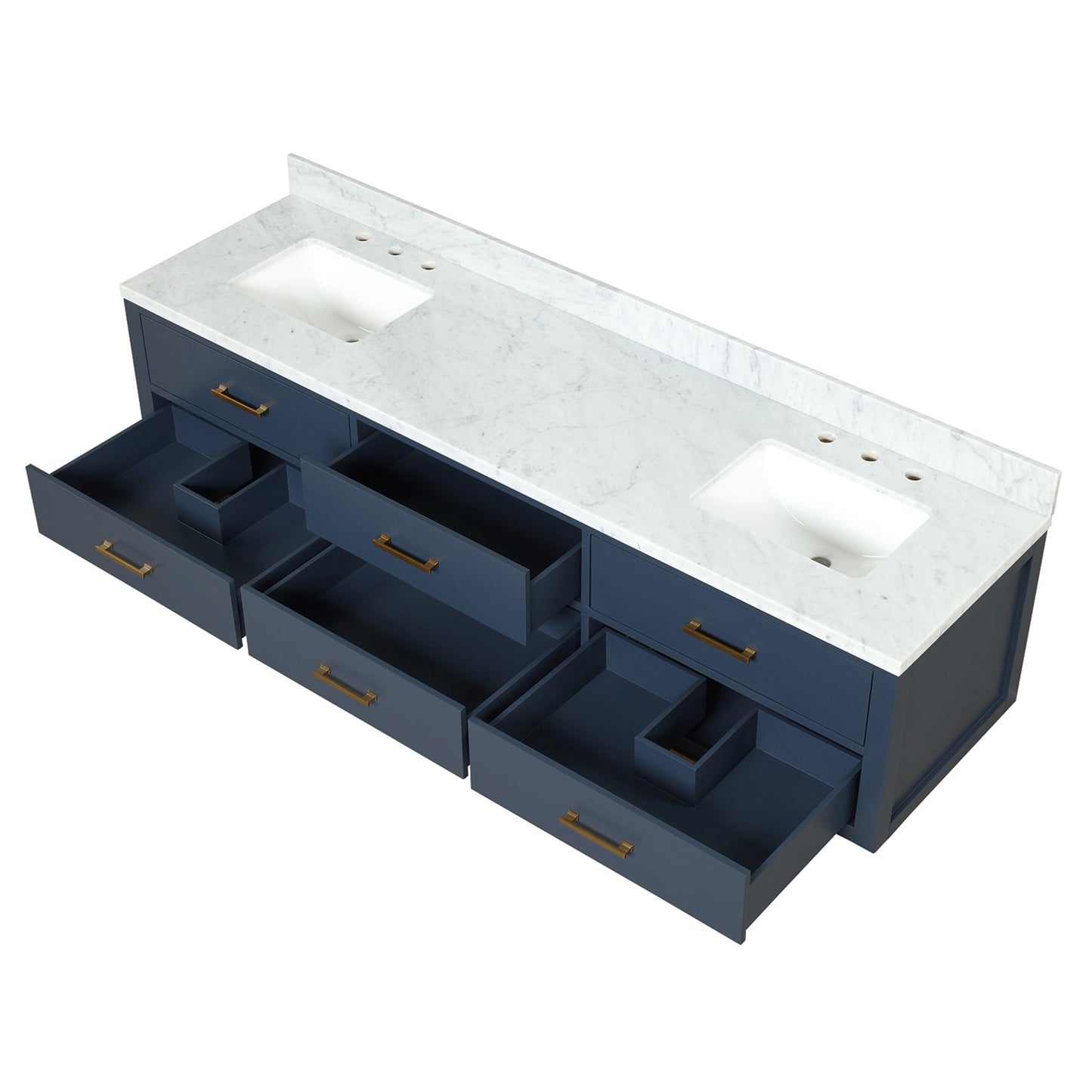 Castor 80 in W x 22 in D Blue Double Bath Vanity