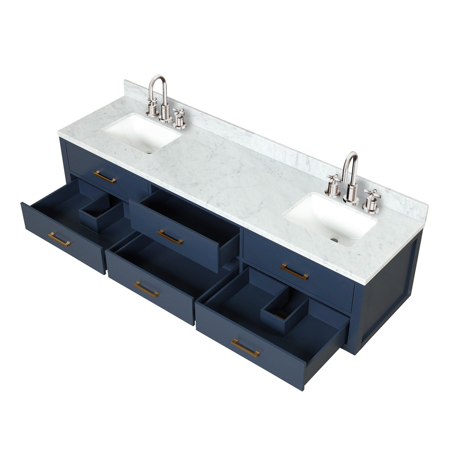 Castor 80 in W x 22 in D Blue Double Bath Vanity