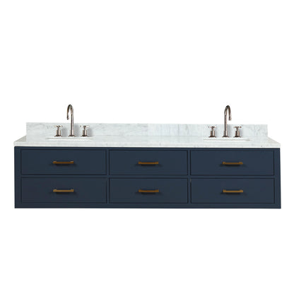 Castor 80 in W x 22 in D Blue Double Bath Vanity