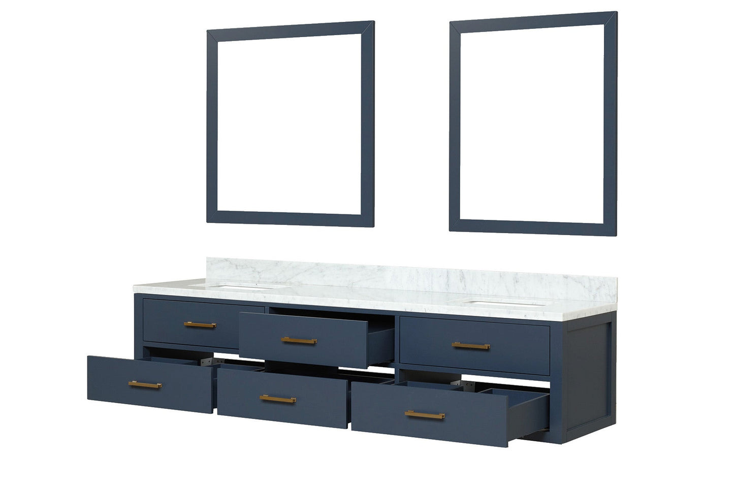 Castor 80 in W x 22 in D Blue Double Bath Vanity
