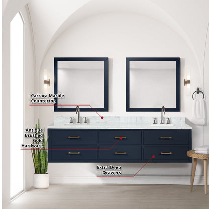 Castor 80 in W x 22 in D Blue Double Bath Vanity