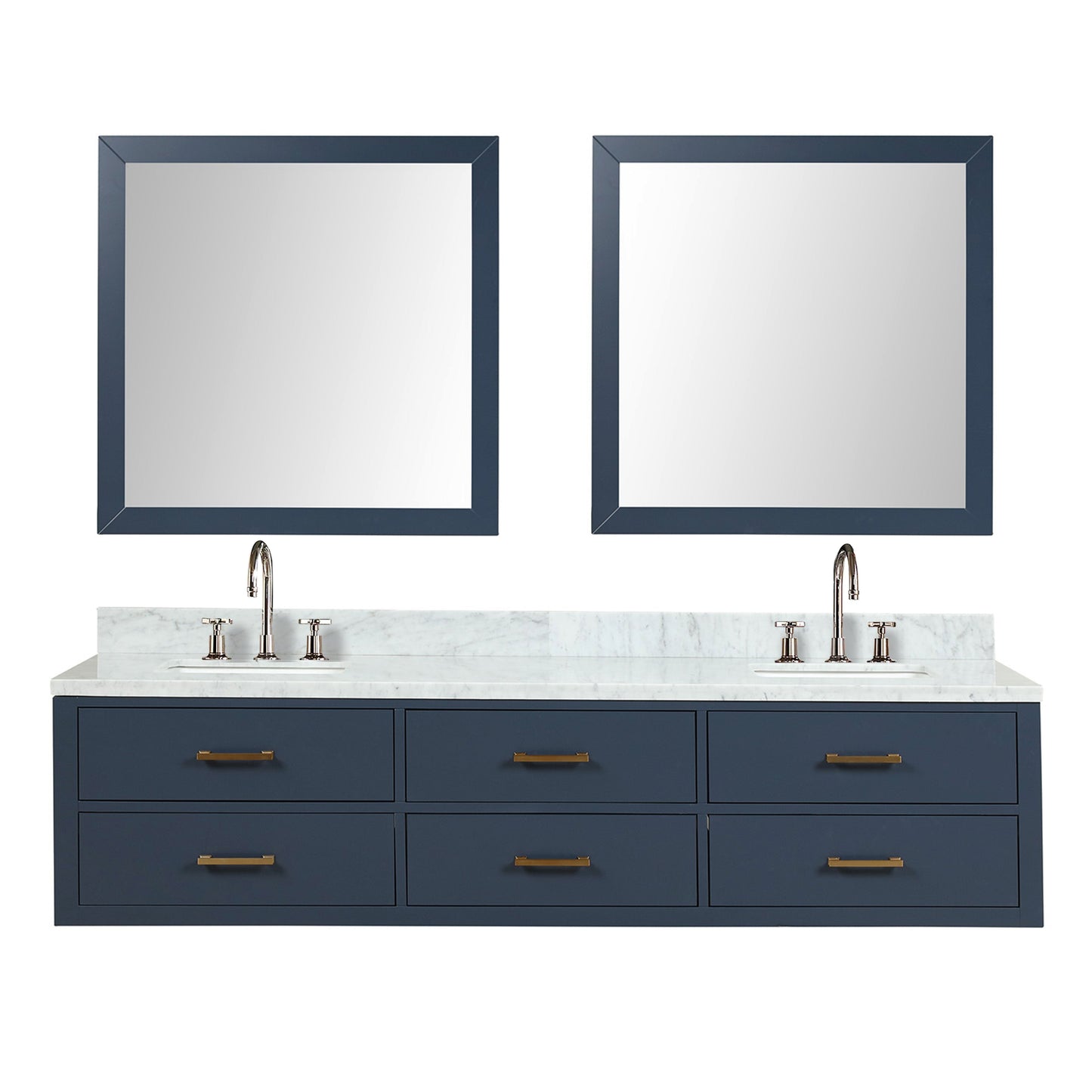 Castor 80 in W x 22 in D Blue Double Bath Vanity