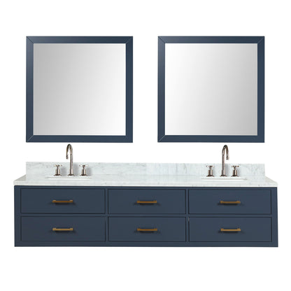 Castor 80 in W x 22 in D Blue Double Bath Vanity