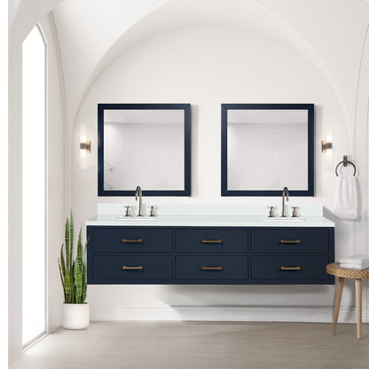 Castor 80 in W x 22 in D Blue Double Bath Vanity