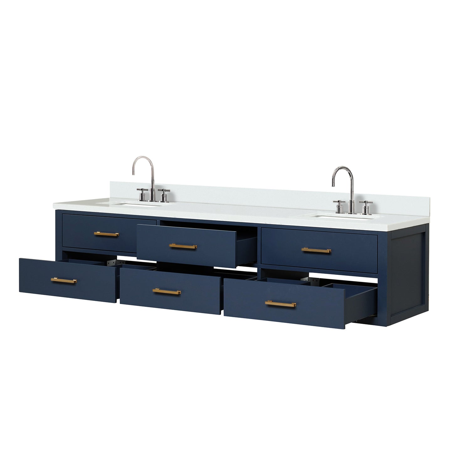 Castor 80 in W x 22 in D Blue Double Bath Vanity