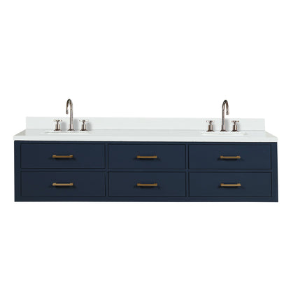 Castor 80 in W x 22 in D Blue Double Bath Vanity