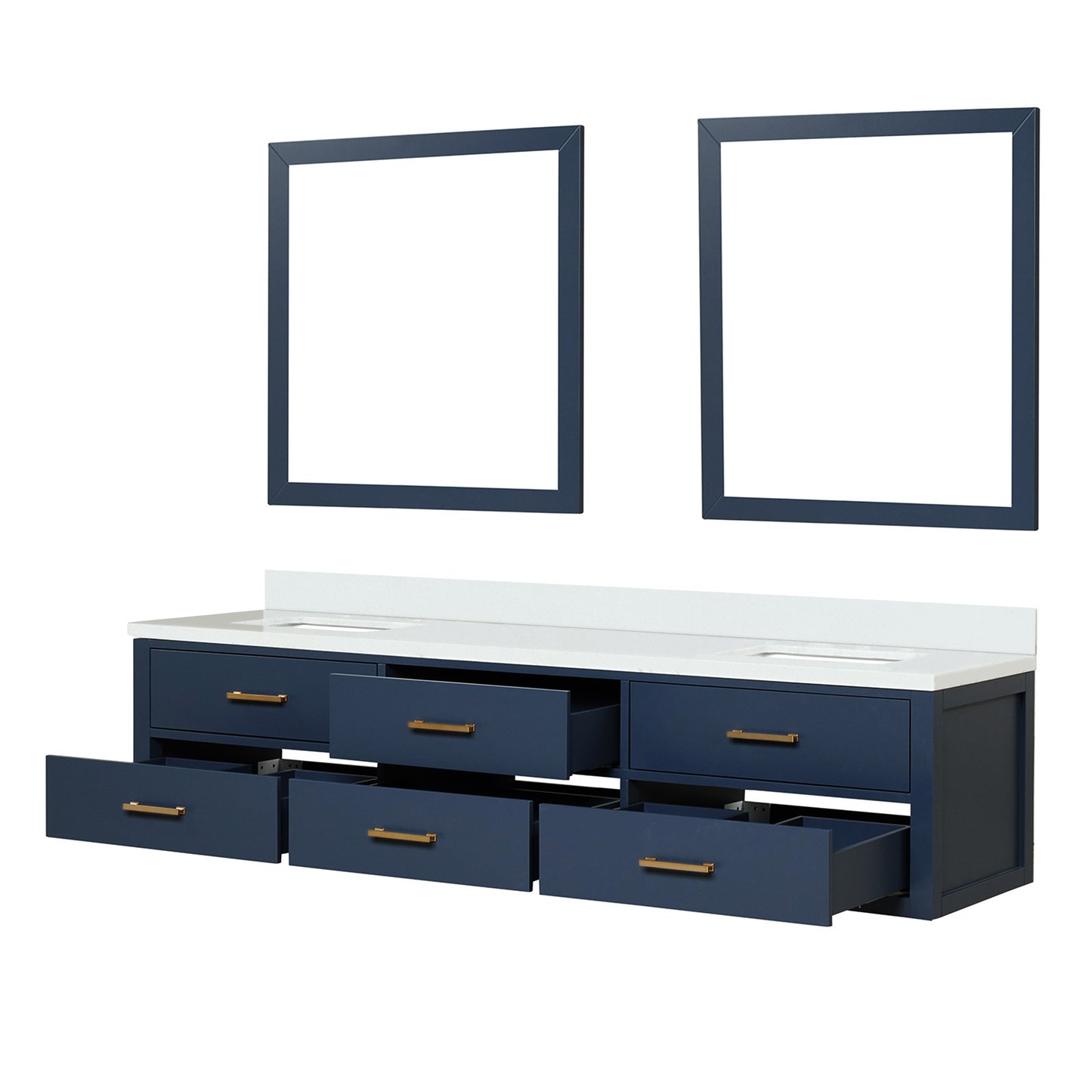 Castor 80 in W x 22 in D Blue Double Bath Vanity