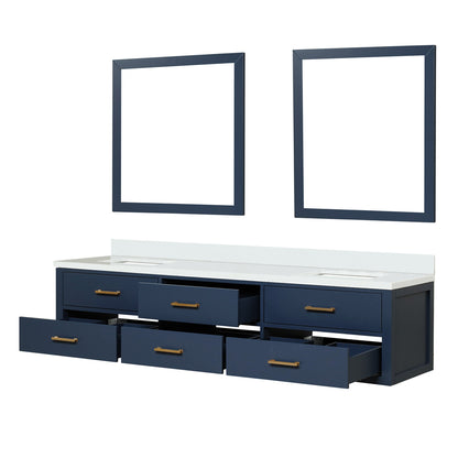 Castor 80 in W x 22 in D Blue Double Bath Vanity