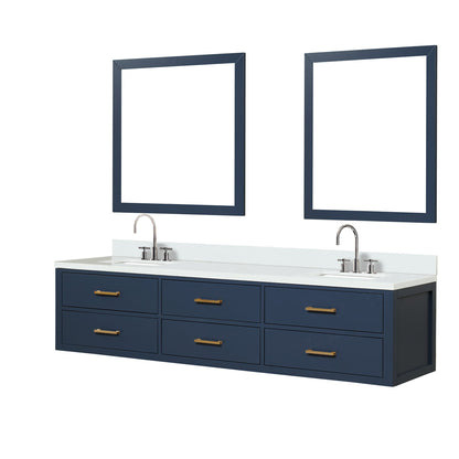 Castor 80 in W x 22 in D Blue Double Bath Vanity