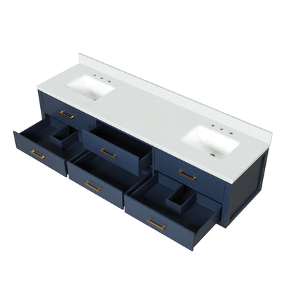 Castor 80 in W x 22 in D Blue Double Bath Vanity