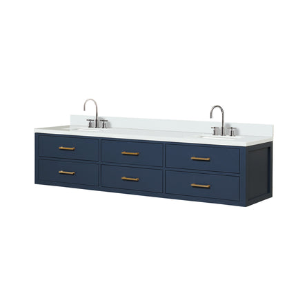 Castor 80 in W x 22 in D Blue Double Bath Vanity