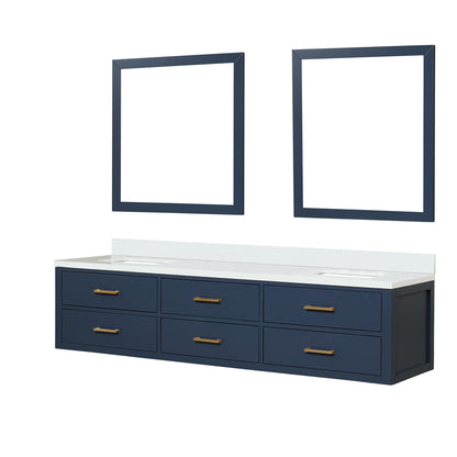 Castor 80 in W x 22 in D Blue Double Bath Vanity