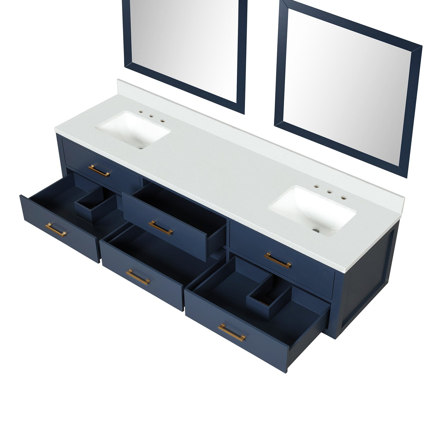 Castor 80 in W x 22 in D Blue Double Bath Vanity