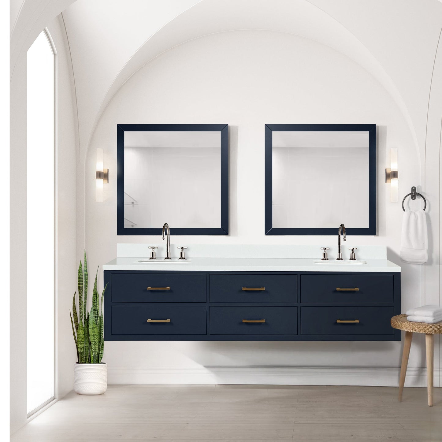 Castor 80 in W x 22 in D Blue Double Bath Vanity