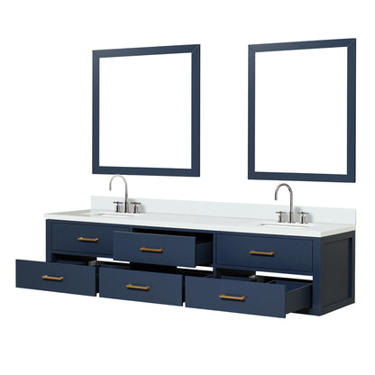 Castor 80 in W x 22 in D Blue Double Bath Vanity