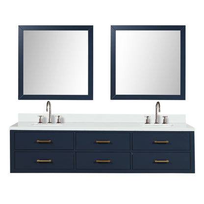 Castor 80 in W x 22 in D Blue Double Bath Vanity