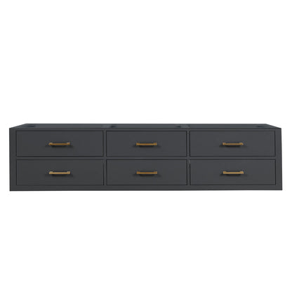 Castor 80 in W x 22 in D Black Double Bath Vanity