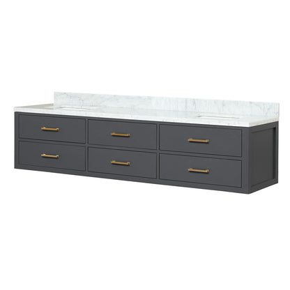 Castor 80 in W x 22 in D Black Double Bath Vanity