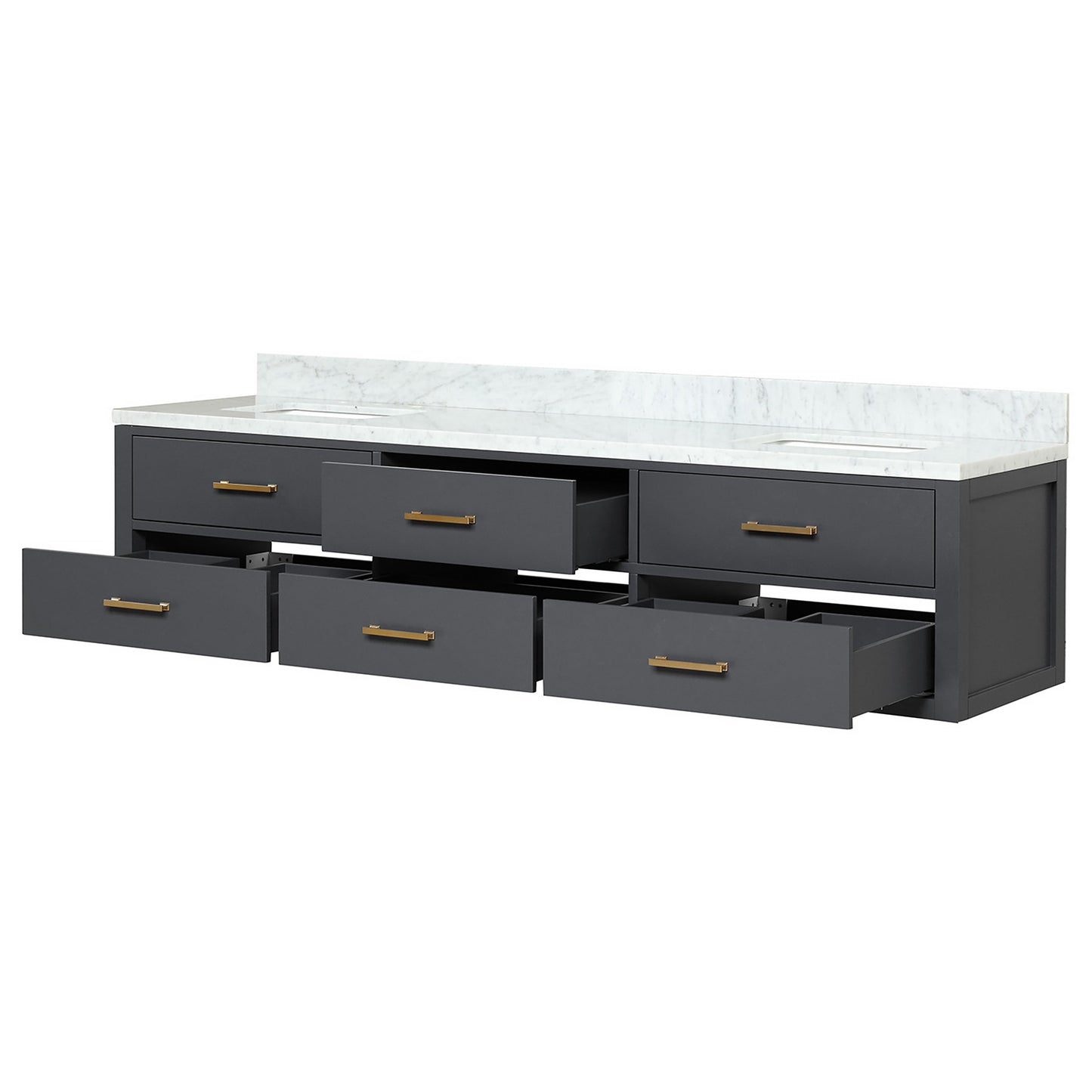 Castor 80 in W x 22 in D Black Double Bath Vanity