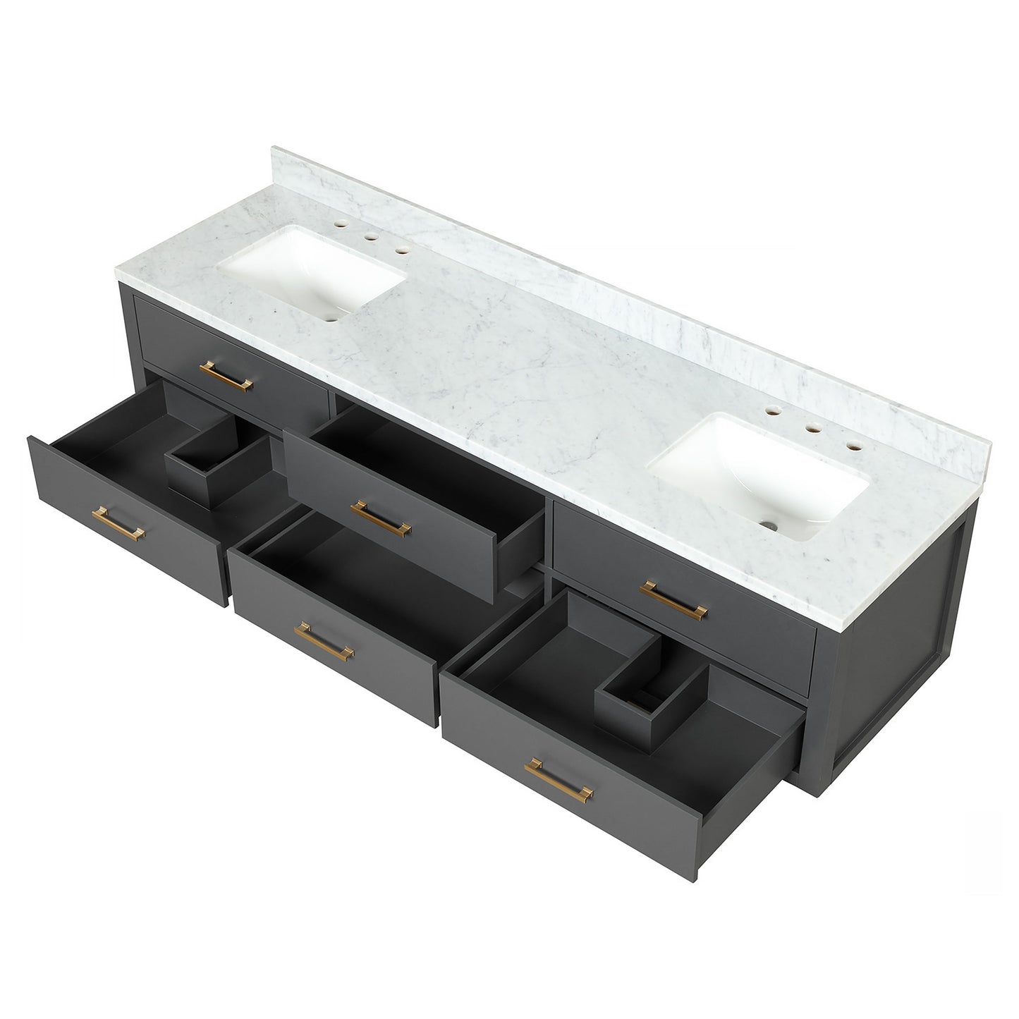 Castor 80 in W x 22 in D Black Double Bath Vanity