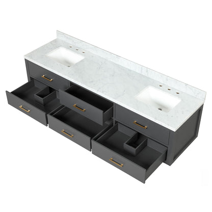 Castor 80 in W x 22 in D Black Double Bath Vanity