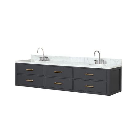 Castor 80 in W x 22 in D Black Double Bath Vanity