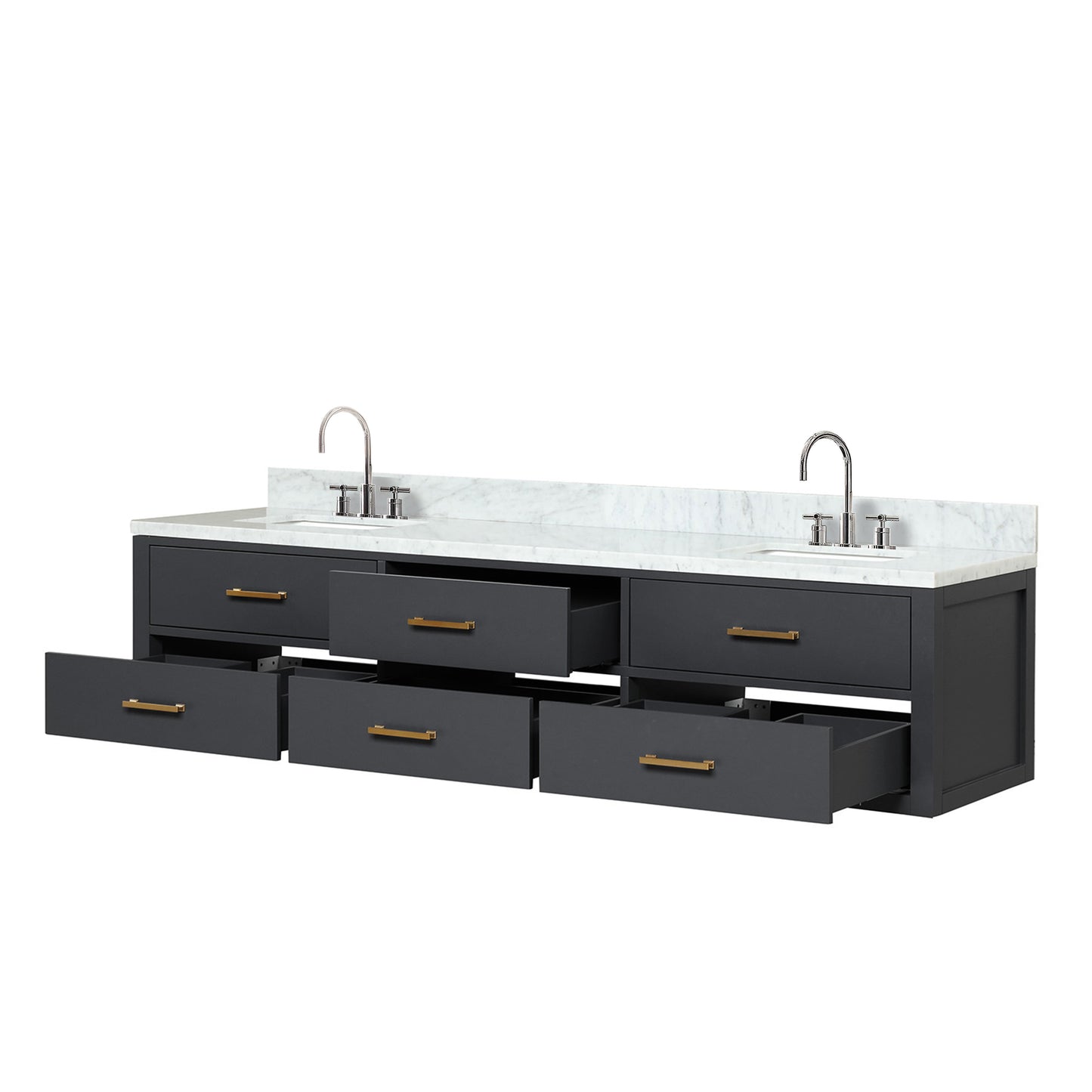 Castor 80 in W x 22 in D Black Double Bath Vanity