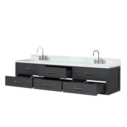 Castor 80 in W x 22 in D Black Double Bath Vanity