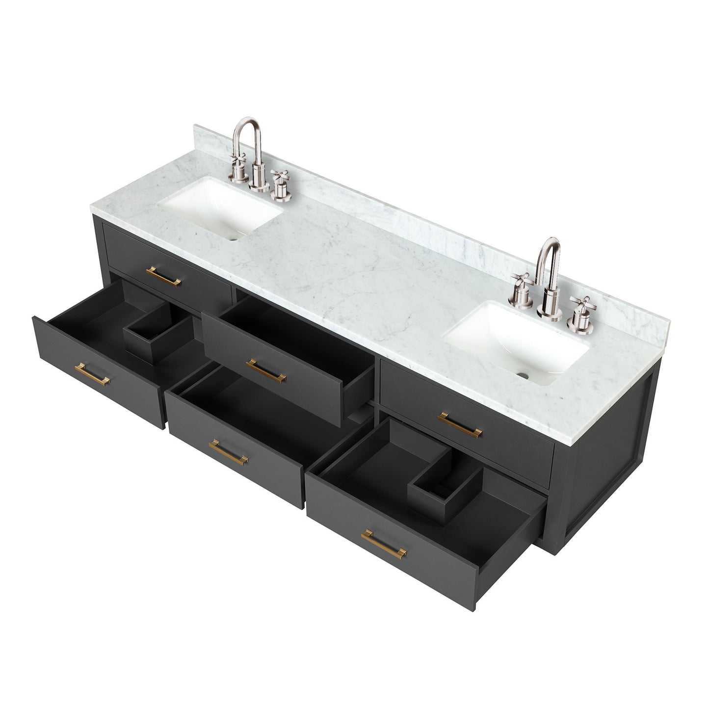 Castor 80 in W x 22 in D Black Double Bath Vanity