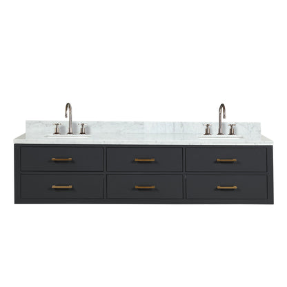Castor 80 in W x 22 in D Black Double Bath Vanity