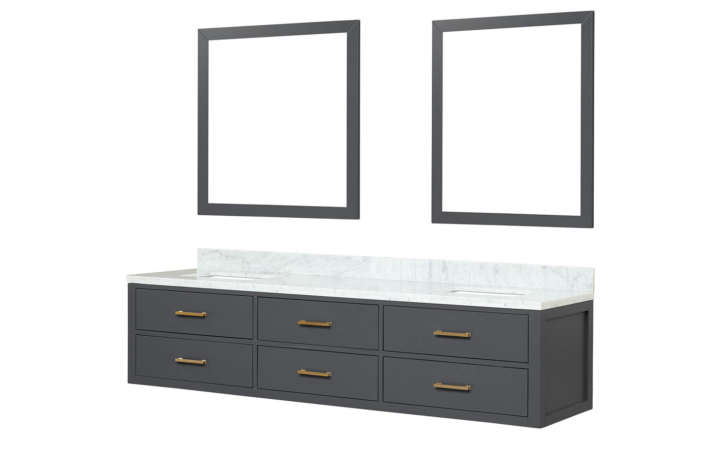 Castor 80 in W x 22 in D Black Double Bath Vanity
