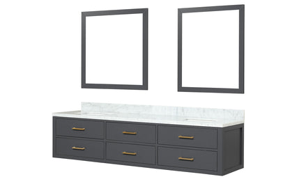 Castor 80 in W x 22 in D Black Double Bath Vanity