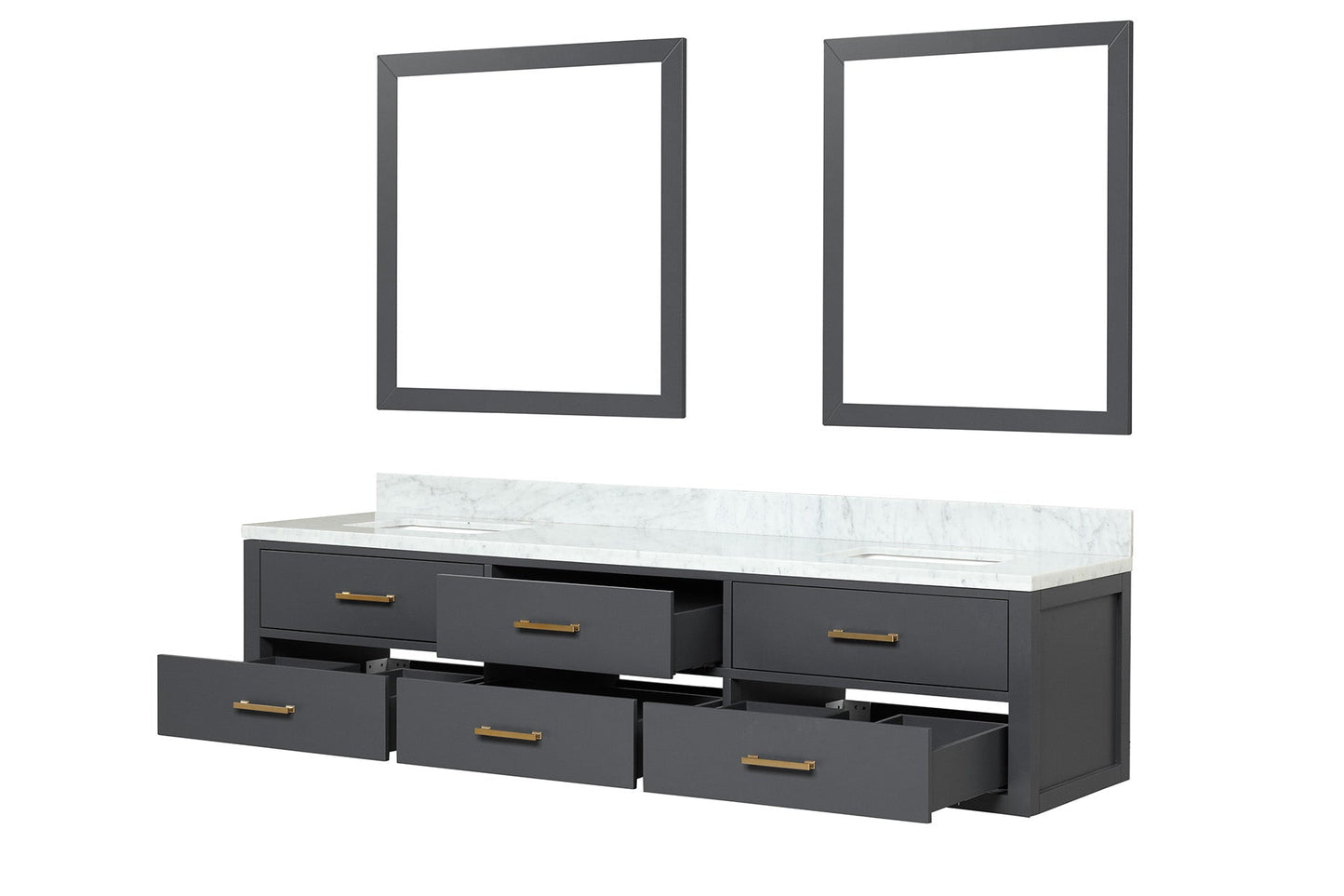 Castor 80 in W x 22 in D Black Double Bath Vanity