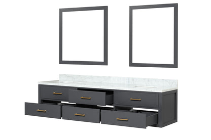 Castor 80 in W x 22 in D Black Double Bath Vanity