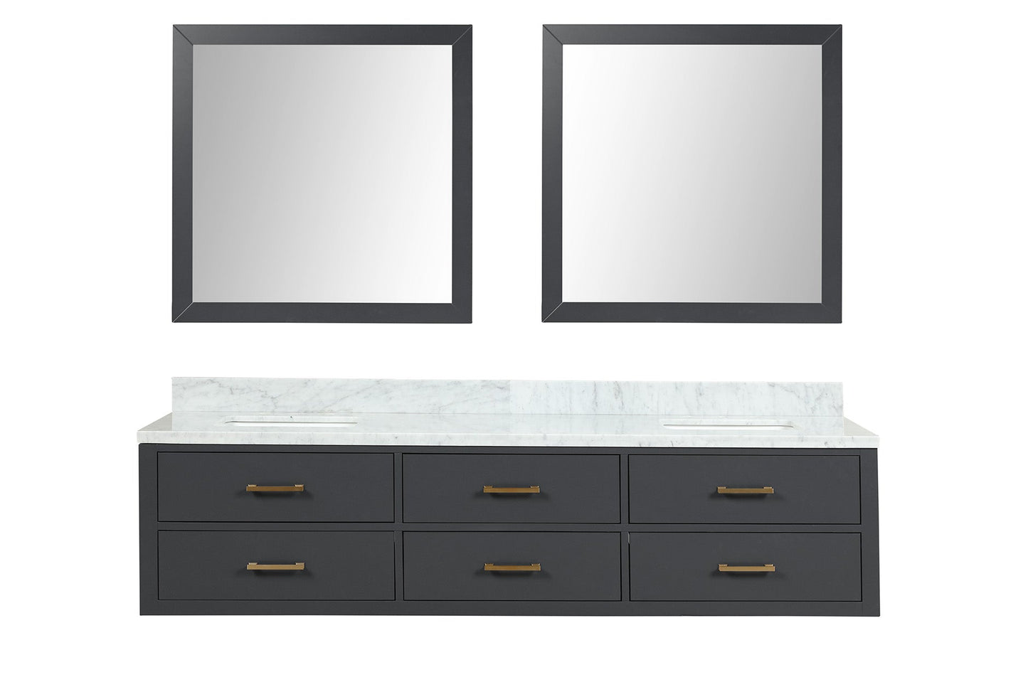 Castor 80 in W x 22 in D Black Double Bath Vanity