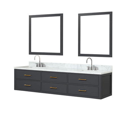 Castor 80 in W x 22 in D Black Double Bath Vanity