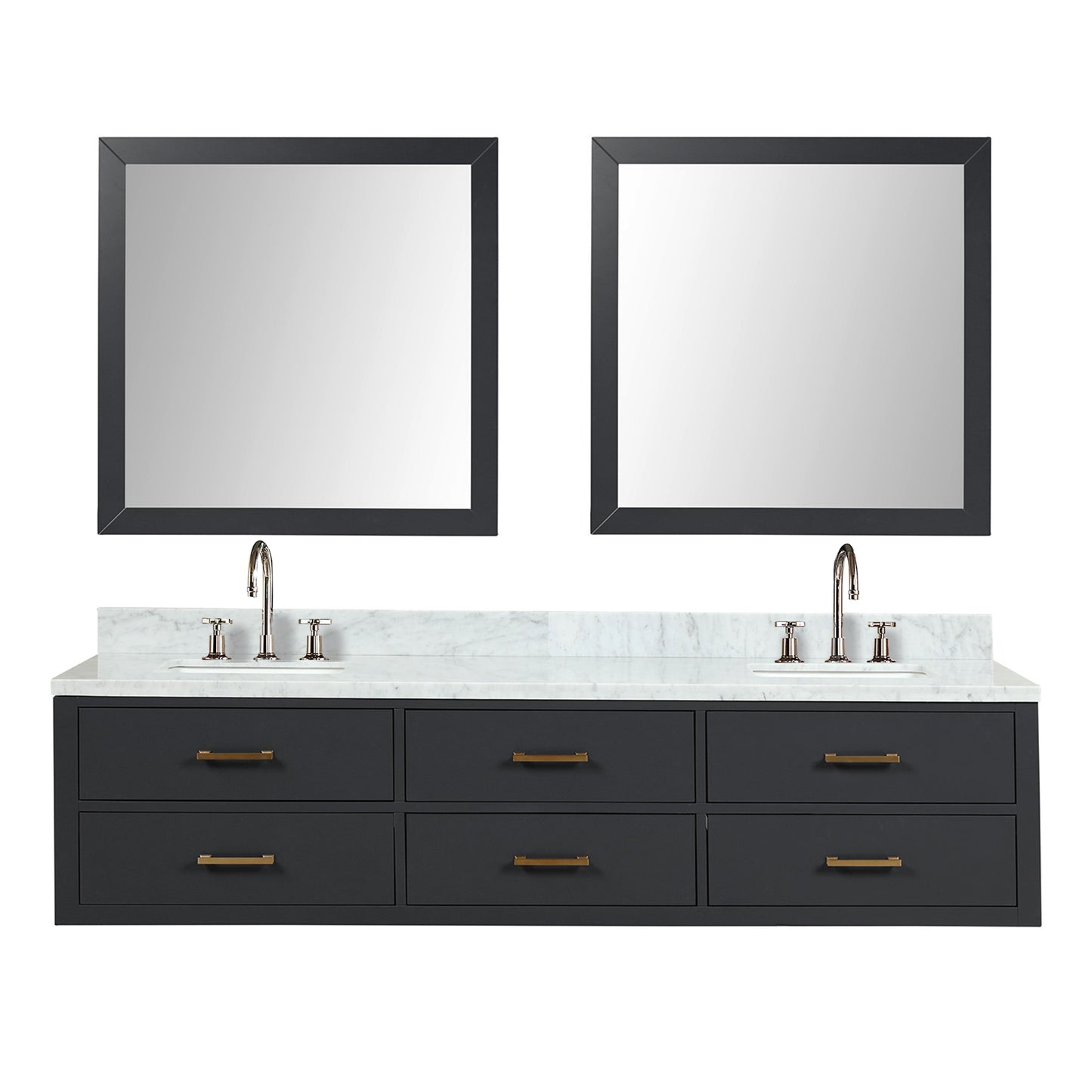 Castor 80 in W x 22 in D Black Double Bath Vanity
