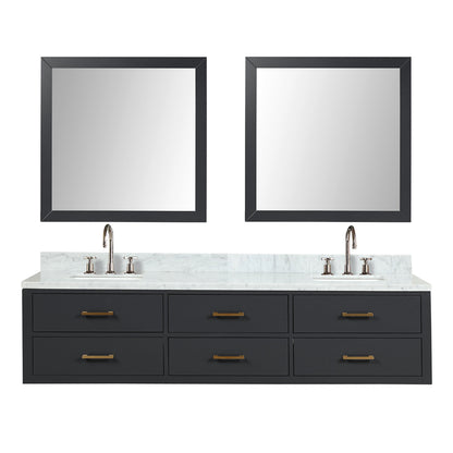 Castor 80 in W x 22 in D Black Double Bath Vanity