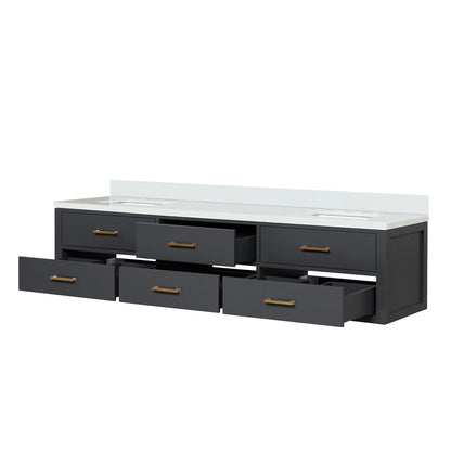 Castor 80 in W x 22 in D Black Double Bath Vanity