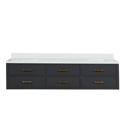 Castor 80 in W x 22 in D Black Double Bath Vanity