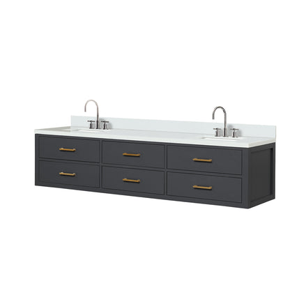 Castor 80 in W x 22 in D Black Double Bath Vanity