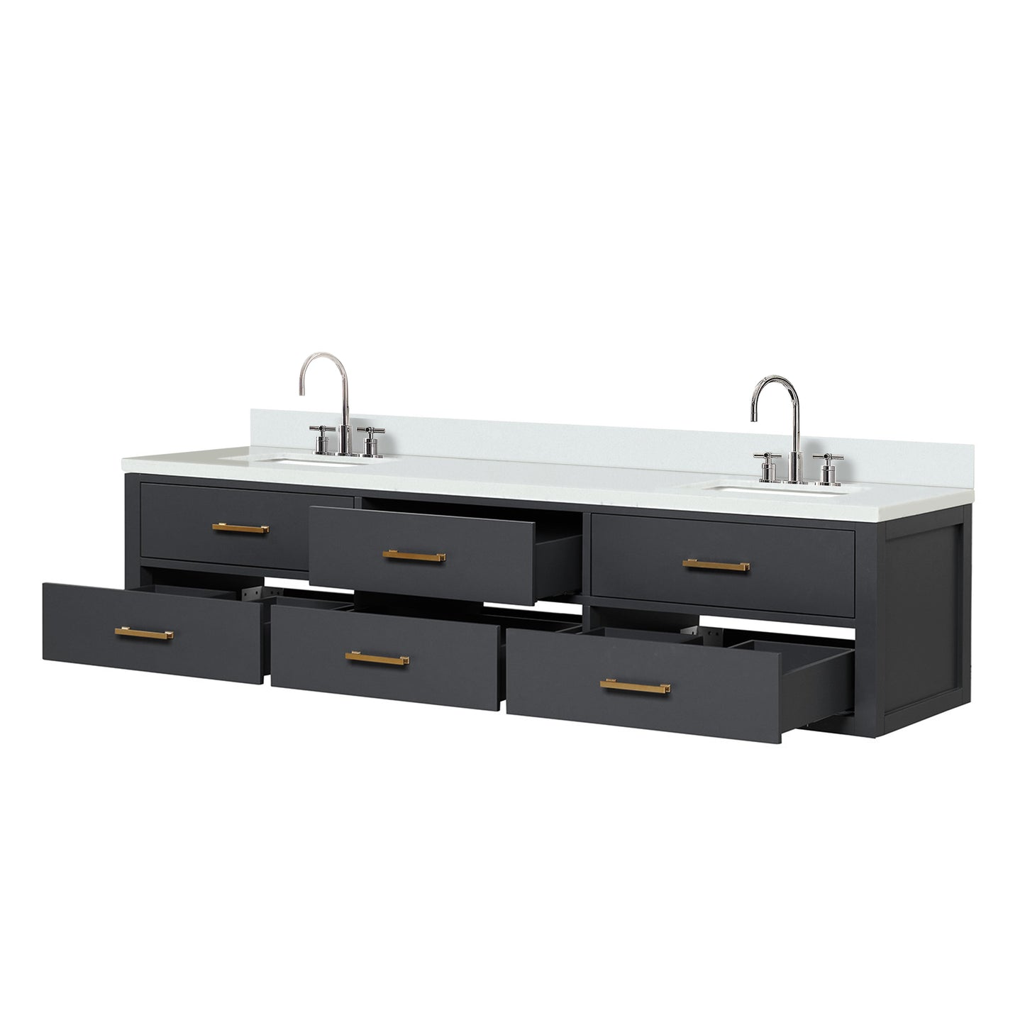 Castor 80 in W x 22 in D Black Double Bath Vanity