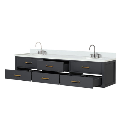 Castor 80 in W x 22 in D Black Double Bath Vanity