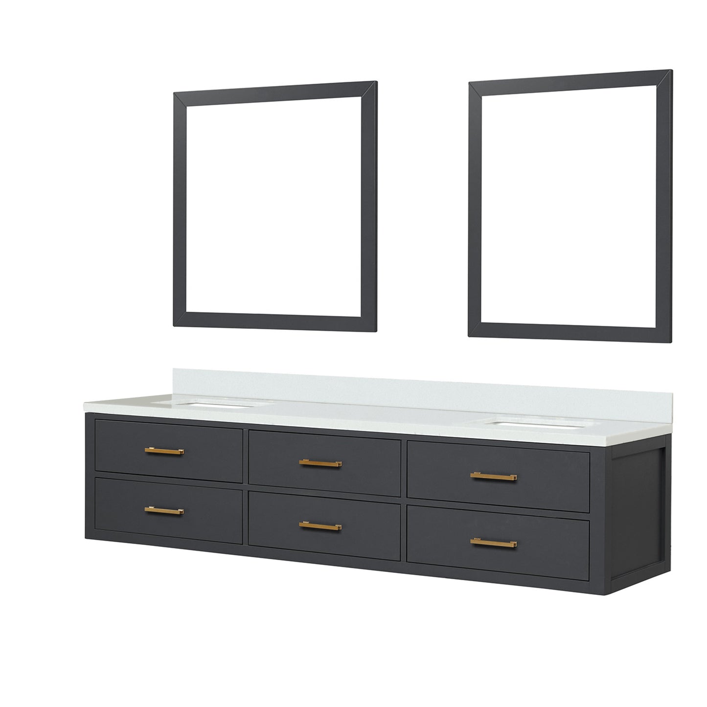 Castor 80 in W x 22 in D Black Double Bath Vanity
