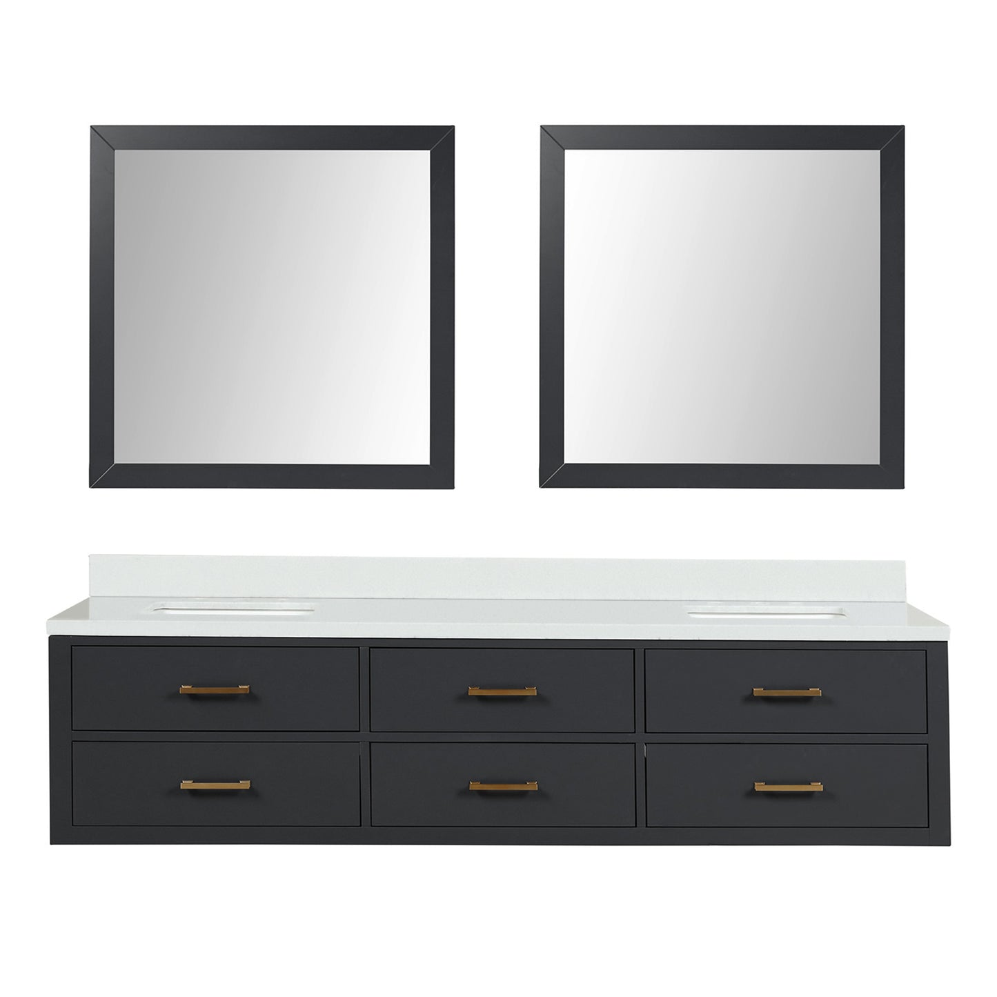 Castor 80 in W x 22 in D Black Double Bath Vanity