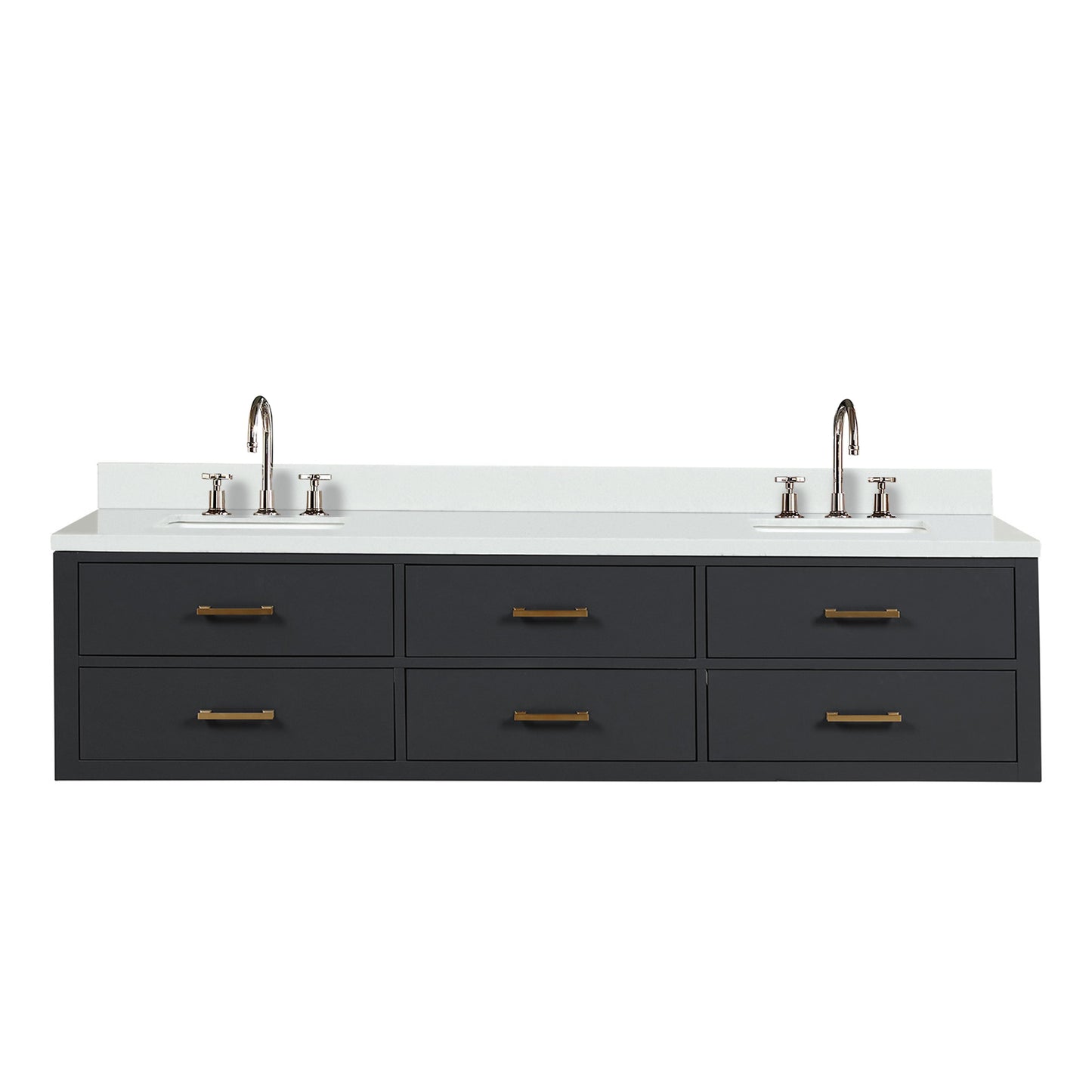 Castor 80 in W x 22 in D Black Double Bath Vanity