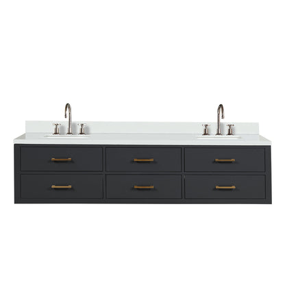 Castor 80 in W x 22 in D Black Double Bath Vanity