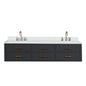 Castor 80 in W x 22 in D Black Double Bath Vanity