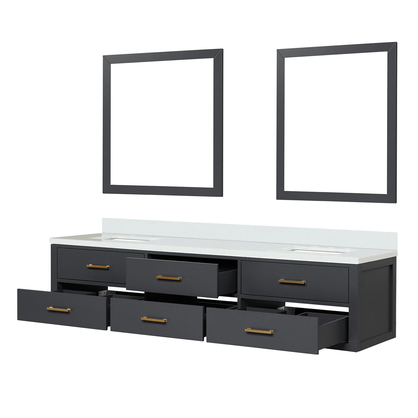 Castor 80 in W x 22 in D Black Double Bath Vanity