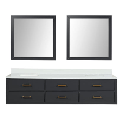 Castor 80 in W x 22 in D Black Double Bath Vanity